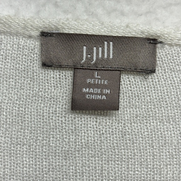 J Jill Knit Floral Sweater White Linen Blend L Petite Sheer - Picture 3 of 7